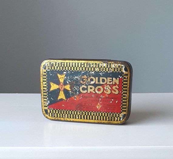tobacco finland Vintage Golden Cross Tobacco Tin, Helsinki, Finland 1920s
