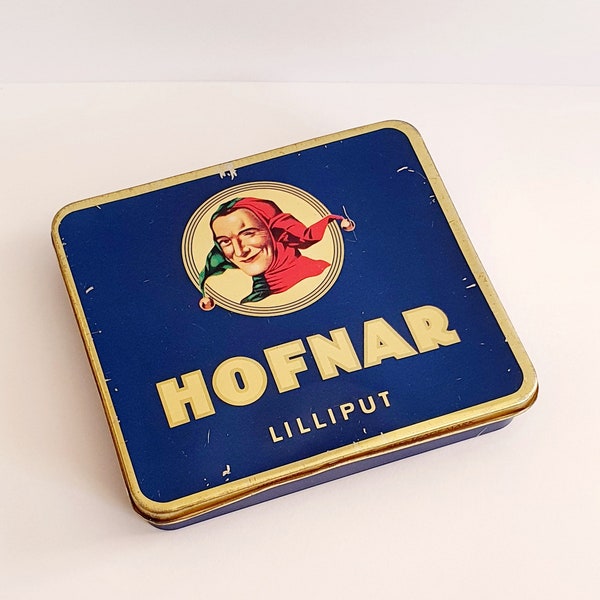 Vintage Hofnar Small Cigars Tin, Vintage Cigars Tin, Vintage Tobacciana, Vintage Tobacco Tin Hofnar Liliput, Hofnar Jester, Hofnar Tin Box