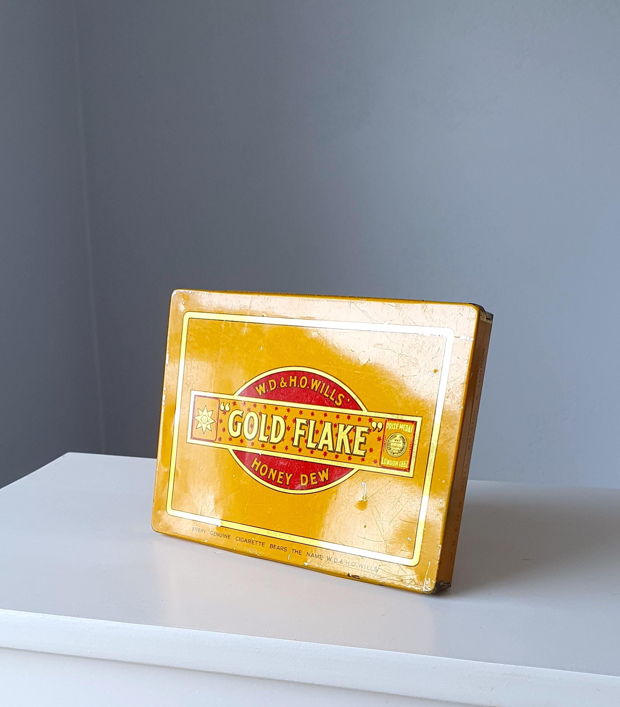 gold flake cigarette tin Vintage Gold Flake Cigarettes Tin, Bristol England, 1950s