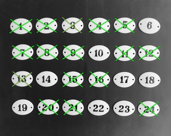 Vintage Emaille Nummern von 1 bis 24, Russische Emaille Türnummern, Emaillierte Türschilder, Vintage Emaille Türnummer, Emailliertes Schild Schild