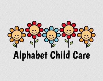 Five Flower Children / Child Care / Daycare Clip Art / Logo templates / Download and Use Now