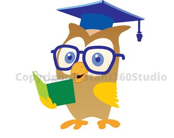 Smart Owl / Child Care / Daycare Clip Art / Preschool Logo / Logo templates / Download and Use Now