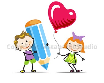 Two Smart Kids / Child Care / Daycare Clip Art / Preschool Logo / Logo templates / Download and Use Now