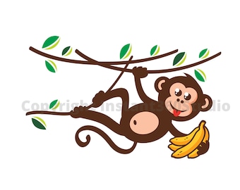 Monkey Fun / Child Care / Daycare Clip Art / Preschool Logo / Logo templates / Download and Use Now