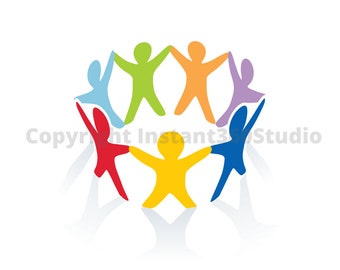Circle of Children / Child Care / Daycare Clip Art / Preschool Logo / Logo templates / Download and Use Now