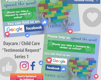 Parent Testimonial Request Graphic for Facebook / Twitter / Instagram - Child Care & Daycare Marketing Graphic Design