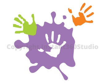 Painted Hands / Child Care / Daycare Clip Art / Preschool Logo / Logo templates / Download and Use Now