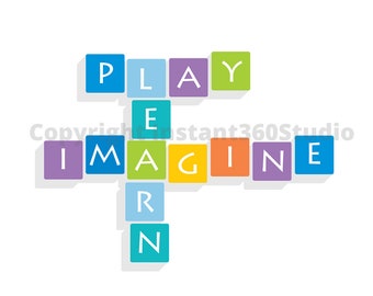 Play Learn Imagine / Child Care / Daycare Clip Art / Preschool Logo / Logo templates / Download and Use Now
