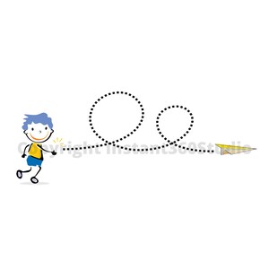 紙飛行機の男の子 / 育児 / デイケア クリップアート / 幼稚園のロゴ / ロゴ テンプレート / 今すぐダウンロードして使用