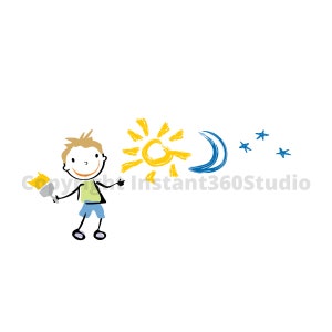 男の子の絵 / 育児 / デイケア クリップアート / 幼稚園のロゴ / ロゴ テンプレート / 今すぐダウンロードして使用