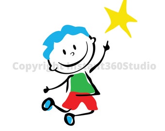 Jumping Star Boy / Child Care / Daycare Clip Art / Preschool Logo / Logo templates / Download and Use Now