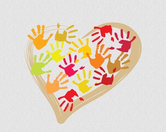 Hands in Heart / Child Care / Daycare Clip Art / Preschool Logo / Logo templates / Download and Use Now