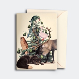 Vintage Weihnachtskarte mit Wildtieren