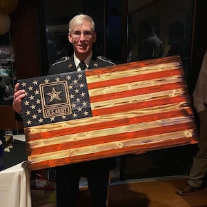 Army wood American flag, wood American flag, Army sign, Army retirement gift