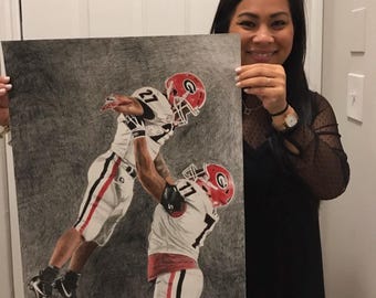 Georgia Bulldogs football, Georgia Bulldogs Artwork drawing, Nick Chubb
