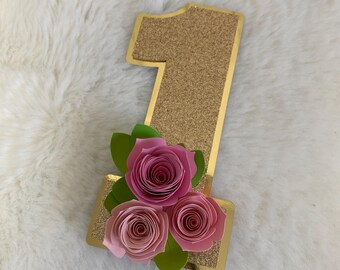 1st Birthday Floral Cake Topper | Floral Cake Topper | First Birthday Floral Cake Topper | First Birthday decoration