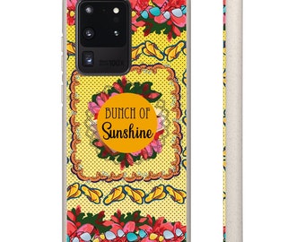 Bold and Playful Biodegradable Phone Case - Yellow Florals, Sunglasses,