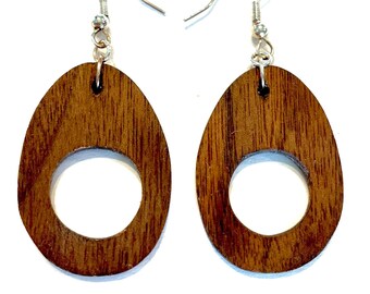 Wooden earrings, handmade, hand cut, lightweight, unique, walnut wood, dangle earrings, women's earrings