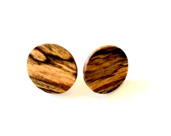 Stud circle earrings, handmade, hand cut, lightweight unique earrings, repurposed wood