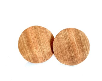 Large stud circle earrings, handmade, hand cut, lightweight unique earrings, repurposed wood