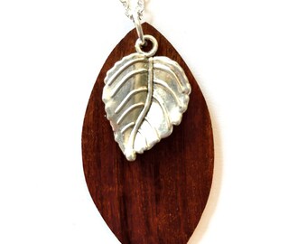 Necklace and pendant, handmade wood pendant, hand cut, lightweight, unique, maple wood, repurposed wood