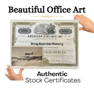 American Airlines Authentic Stock/Bond Certificate, + Vintage Postcard, Nice gift, Collector&#39;s item, Airlines, Early Planes, Airline History