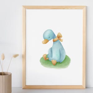 Silly Goose Kids Room Wall Decor. Cute Goose On Green Grass Digital Print. Cheerful Animal Character Nursery Wall Art. Kid Birthday Postcard