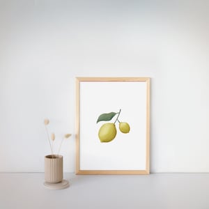 Imprimé citron jaune. Citron frais avec décor de feuilles. Carte postale L'été en Italie. Aquarelle numérique Citrus Limone. Déco murale cuisine fruits juteux