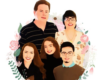 Custom Family Portrait Illustration | Digital Family Illustration & Print