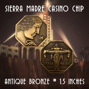 Sierra Madre Casino Chip Token Coin Fallout 2 3 4 76 New Vegas prop cosplay Dead Money Antique Bronze 1.5 Inches image 2
