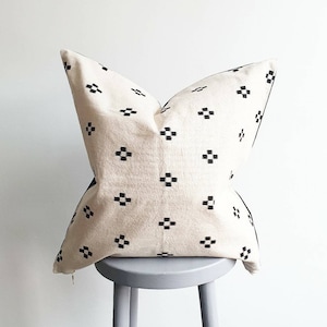 Black dot batik block print boho cushion cover