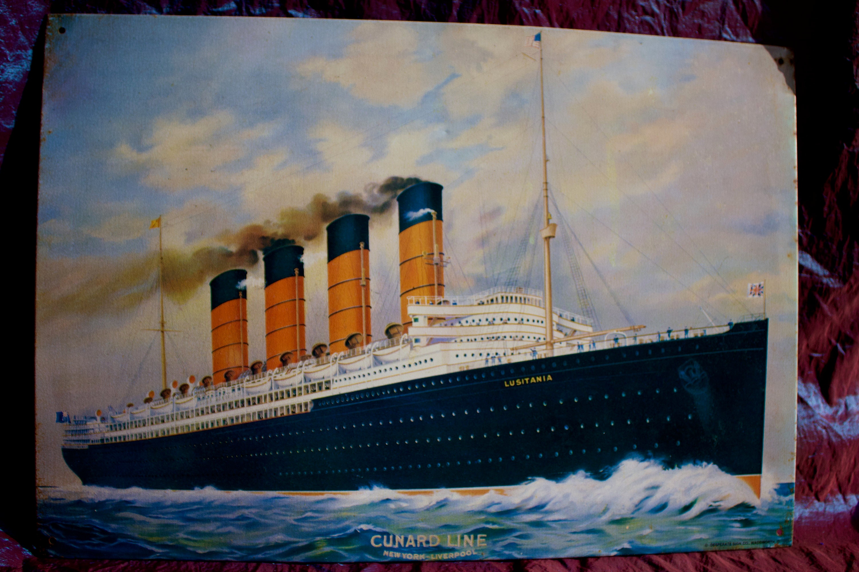Chromo-lithograph - LUSITANIA - Cunard Line - 1914 - Rare