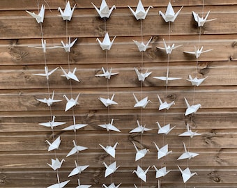 White Origami Crane Garland