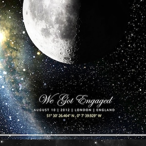 sous cette lune | Carte des étoiles personnalisée | Cadeaux personnalisés | Cadeau de fiançailles | Cadeau pour maman | Cadeau d'anniversaire | Saint-Valentin