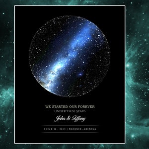 Carte des étoiles | Cadeaux uniques | Cadeau unique pour elle | Saint-Valentin | Cadeaux pour elle | Cadeaux pour femme | Cadeau de fiançailles | Carte des étoiles personnalisée