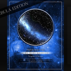 Poster Ciel nocturne personnalisé disponible | Cadeaux de Noël | Impression Constellation | Cadeau de premier anniversaire | Imprimé étoiles | Cadeaux pour la Saint-Valentin