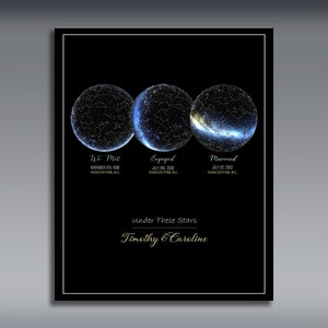Carte des étoiles personnalisée | Cadeau d'anniversaire personnalisé | Impression réaliste de ciel nocturne | AFFICHE IMPRIMÉE | Cadeau pour elle | Cadeaux pour les nouvelles mamans