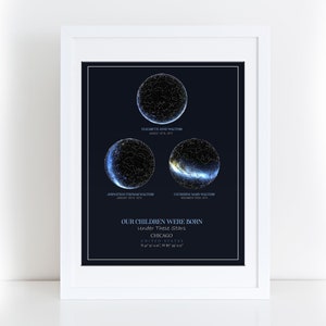 Cadeau de fiançailles | Poster Constellation réaliste | Carte du ciel nocturne | Carte des étoiles personnalisée | Cadeau d'anniversaire personnalisé | Cadeaux pour nouveau-nés