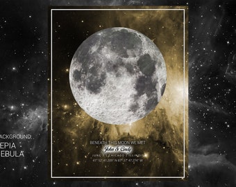 Custom Print | Phases of The Moon | The Moon Above | Personalized Art | Fathers Day Gift | Birthday Gift | Engagement Gifts | Valentines Day