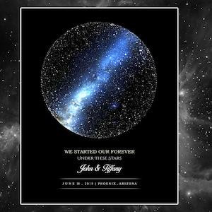 Carte des étoiles | Poster Ciel nocturne personnalisé | Carte des étoiles par date | Impression Constellation | Cadeau de fiançailles | Cadeau de mariage | Cadeau petite amie