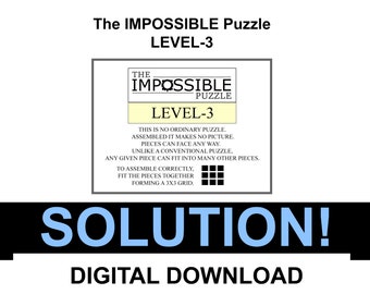 SOLUCIÓN: Nivel 3 El rompecabezas IMPOSIBLE / Descarga digital / Rompecabezas / Rompecabezas para adultos / Rompecabezas / El rompecabezas imposible