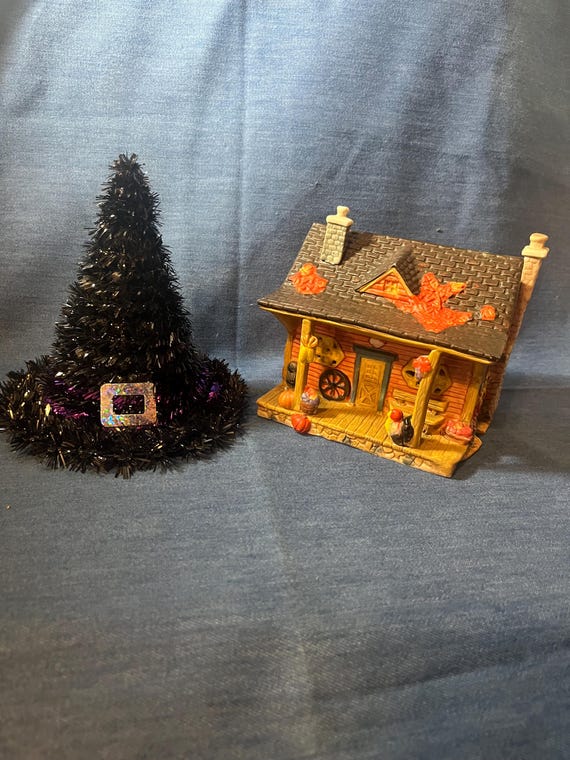 Enchanting Miniature Black Tinsel Witch Hat for Halloween Decor & Dress-Up