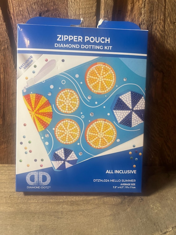 Diamond Dots Zipper Pouch Art Kit - Pencil or Make-up Zipper Pouch, Hello Summer Diamond Dotz Art Kit