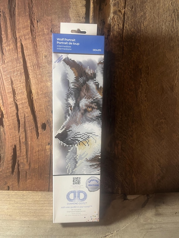 Wolf Portrait Diamond Painting Kit - Art Craft Project with Dotz Gems DIY Canvas