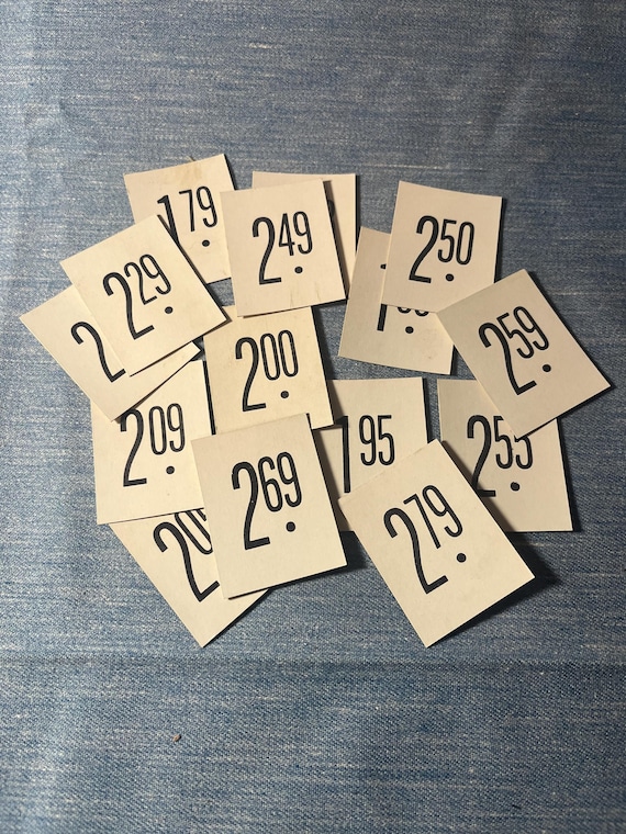 Vintage Black White Farmhouse Price Tags, Retail Store Ephemera Bundle, #3