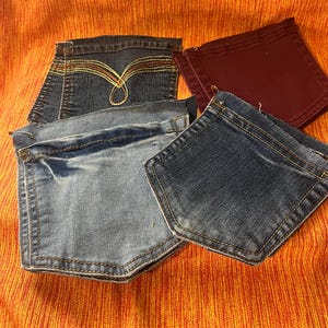 Bolsillos de mezclilla recuperados: Material reciclado para bolsillos delanteros y traseros para manualidades y proyectos de upcycling, n.° 4