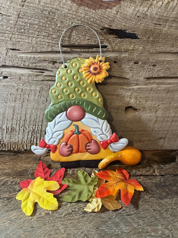 Metal Female Gnome Hazel Harvest Fall Autumn Farmhouse Wall Door Garden Entryway Decoration Rustic Whimsical Art