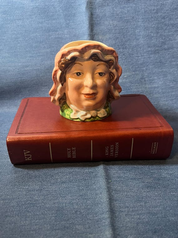 Vintage Mrs. Varden Charles Dickens Porcelain Head Vase Miniature Character Toby Mug Figurine