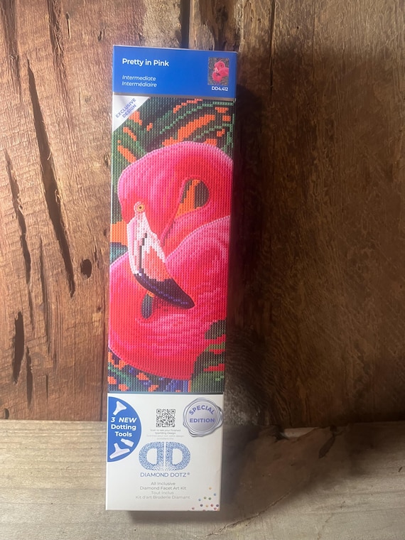 Pink Flamingo Diamond Painting Kit - Relaxing Bird Scene Dotz Art Craft Project for Adults