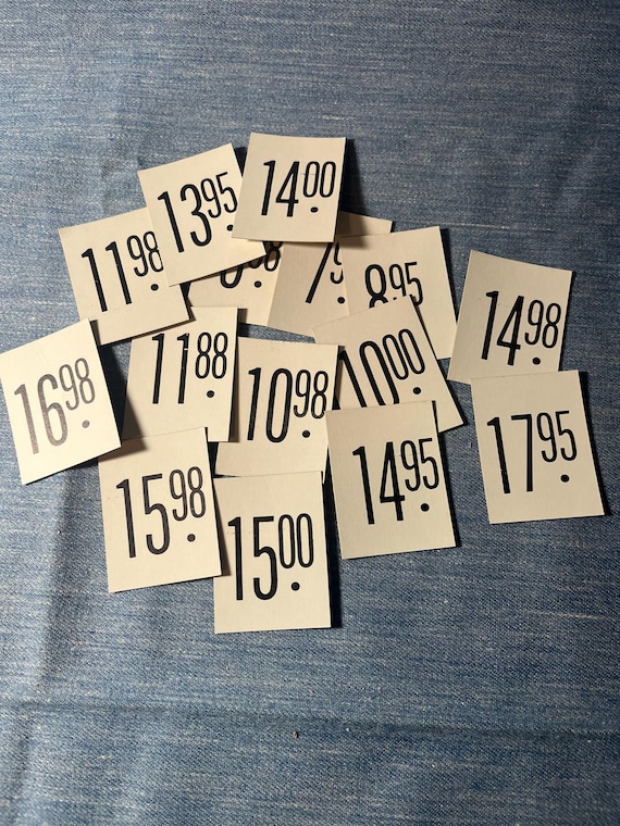 Vintage Black White Farmhouse Price Tags, Retail Store Ephemera Bundle, #5